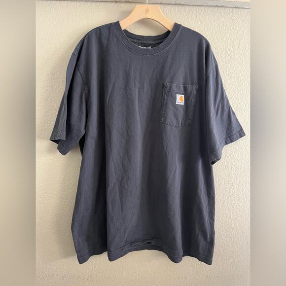 Carhartt Men’s 2XL Plain Solid T-Shirt Grey Front Pocket Logo - Picture 1 of 4